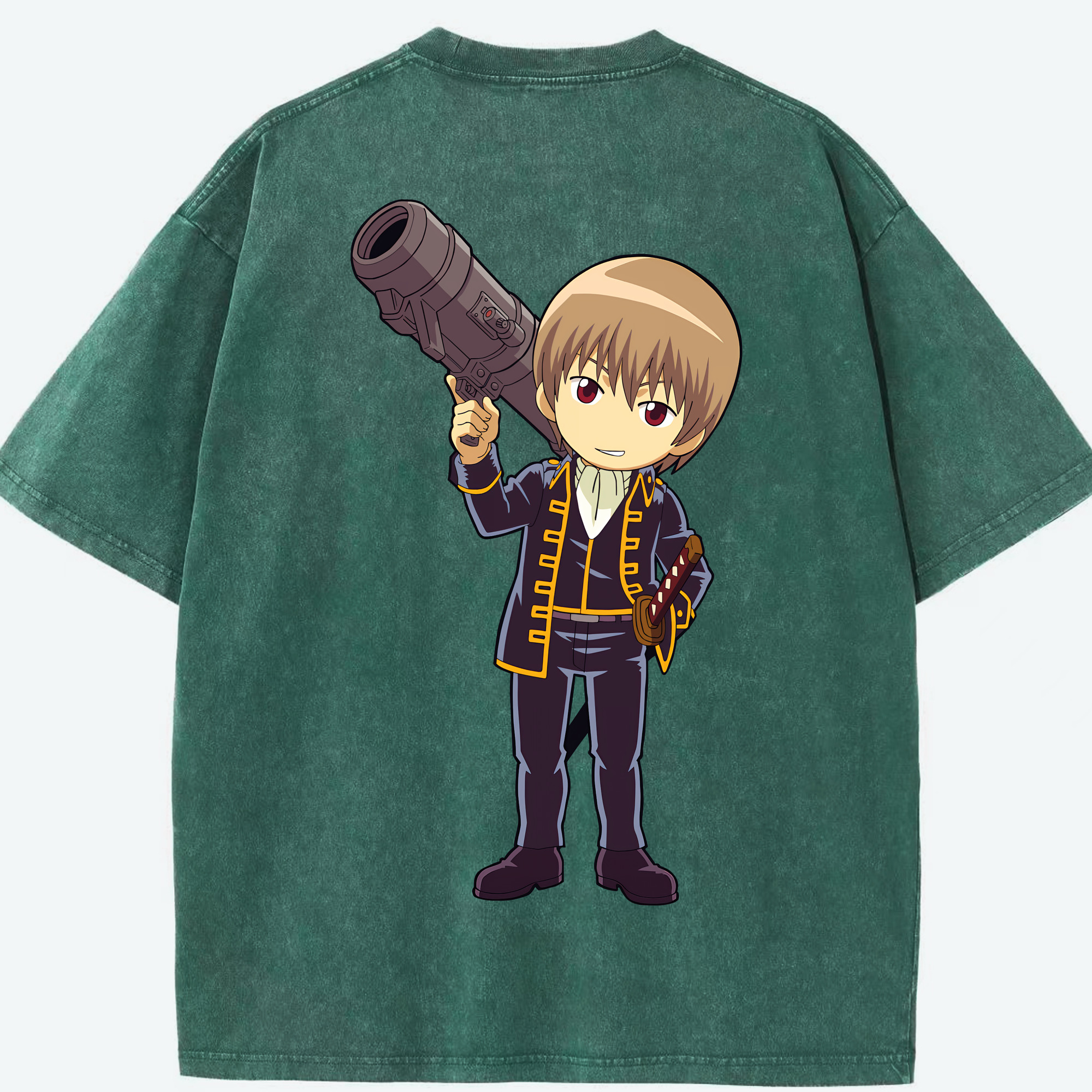（画像用） ぎんたま 坂田銀時（さかたぎんとき） 神楽 志村新八（しむら しんぱち） GINTAMA Sakata Gintoki Kagura Shimura Shinpachi 綿100% ヴィンテージ風 半袖Tシャツ（背面プリント）